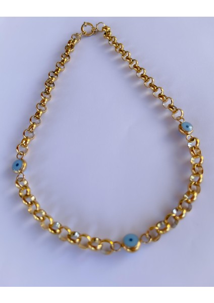 Çelik Kolye Nazar Boncuklu Halka Zincir Kolye Kalın fırsatları