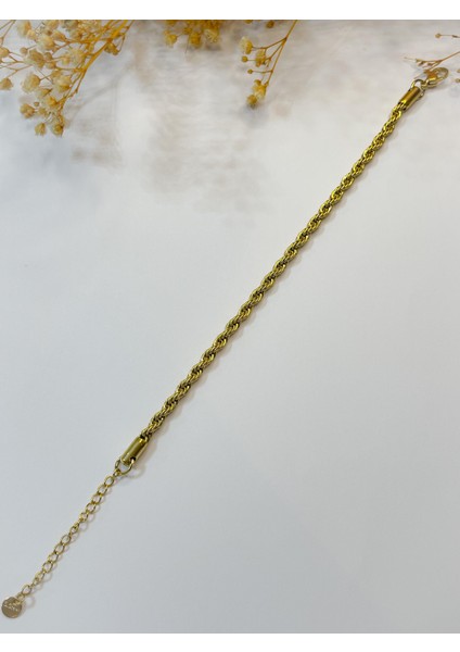Çelik Bileklik Burgu Bileklik 4 mm Gold