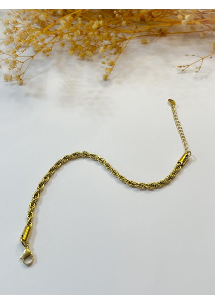 Çelik Bileklik Burgu Bileklik 4 mm Gold modelleri
