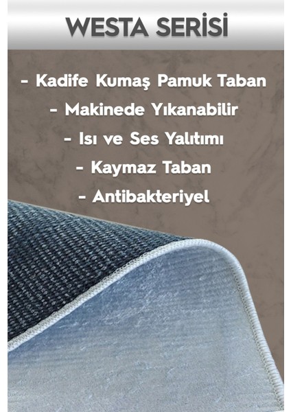 Kaymaz Tabanlı Makinada Yıkanabilir Dekoratif Salon Halısı Mutfak Halısı Yolluk