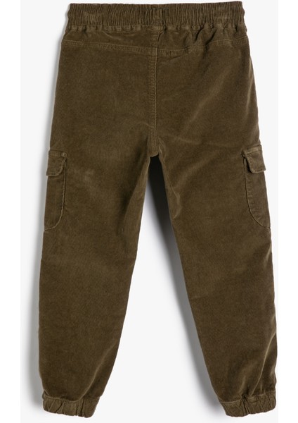 Jogger Pantolon Kadife Cep Detaylı Beli Bağlamalı Pamuklu fiyatları