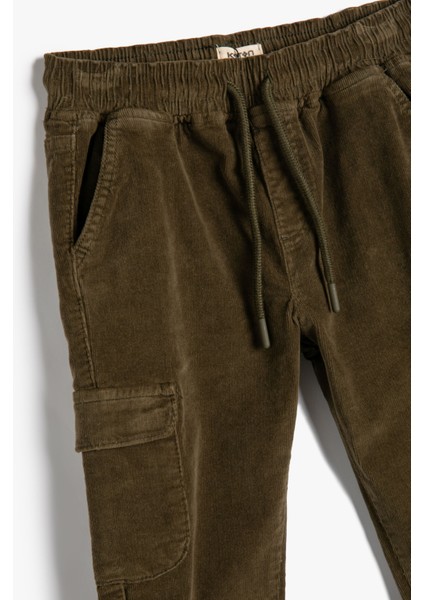 Jogger Pantolon Kadife Cep Detaylı Beli Bağlamalı Pamuklu modelleri