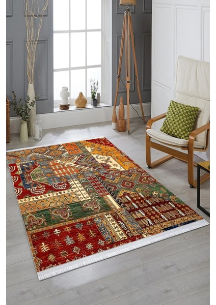 Kaymaz Tabanlı Makinada Yıkanabilir Dekoratif Salon Halısı Mutfak Halısı Yolluk