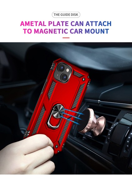 iPhone 15 Kılıf Mıknatıslı Telefon Tutucu Yüzük ve Stant Özellikli Darbelere Full Korumalı modelleri