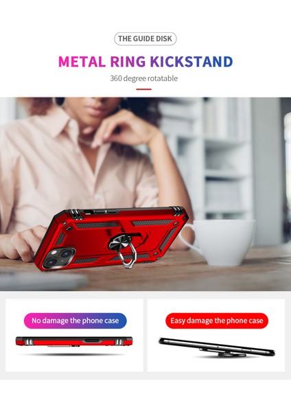 iPhone 15 Kılıf Mıknatıslı Telefon Tutucu Yüzük ve Stant Özellikli Darbelere Full Korumalı fırsatları