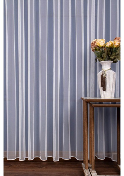 Linda Petek Dokulu Eteği Kurşunlu Yüksek Kaliteli Tül Perde 1/2,5 Normal Pile - Ekru modelleri