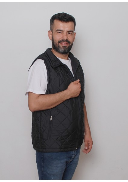 R&B Tasarım Baklava Desenli Rahat Kalıp Kapitone Şişme Yelek