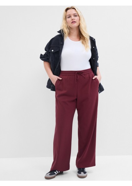 Mid Rise Easy Wide-Leg Twill Pantolon