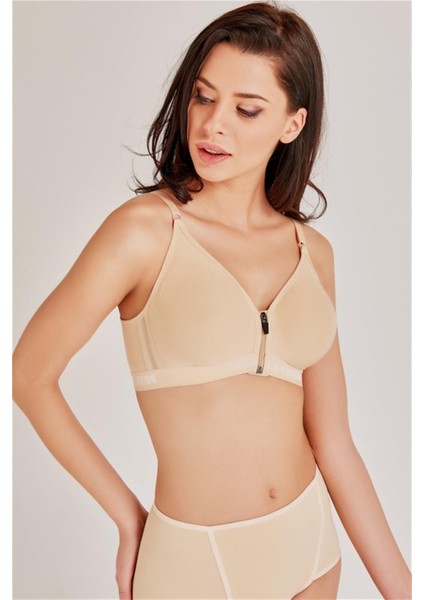 Penye Protez Önden Fermuarlı Ten Toparlayıcı Sütyen C6T7N2O7