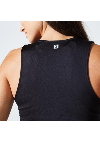 Domyos Kadın Siyah Crop Top Sporcu Atleti 120 - Fitness Kardiyo fiyatları