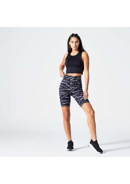 Domyos Kadın Siyah Crop Top Sporcu Atleti 120 - Fitness Kardiyo fırsatları
