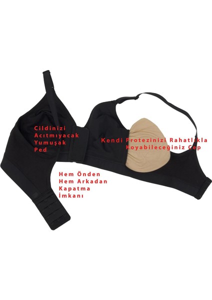 Penye Protez Önden Fermuarlı Siyah Toparlayıcı Sütyen C6T7N2O7 fiyatları