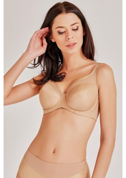 Büyük Beden Toparlayıcı Koyu Ten Renk İçi Boş Sütyen C1T7N8O3