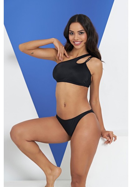 Kadın Tek Omuz Askılı Siyah Bikini 2C3T1N1-2