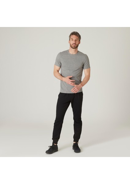 Domyos Erkek Açık Gri Slim Spor Tişörtü 500 - Fitness Hafif Antrenman fırsatları