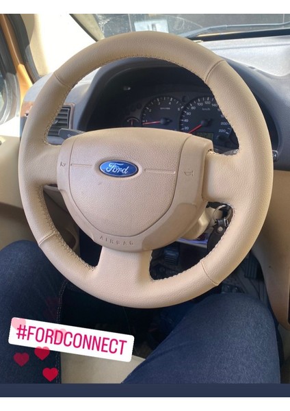 Ford Transit Connect Bej  Uyumlu Bej Dikiş Direksiyon Kılıfı