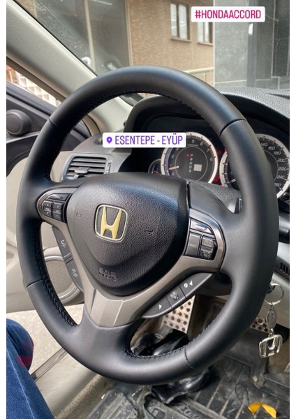 Honda Accord 2012 Bentley Desen Direksiyon Kılıfı Kendi Fabrikasyon Derisi Sökülerek Dikilir