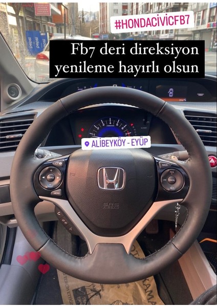 Honda Civic Fb7 Uyumlu Spor Bentley Desen Siyah Dikiş Direksiyon Kılıfı