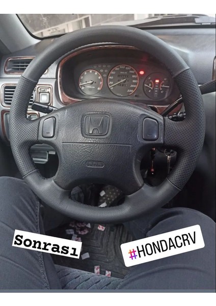 Honca Civic Ies Paket -Honda Crv Uyumlu Spor Desen Siyah Dikiş Direksiyon Kılıfı