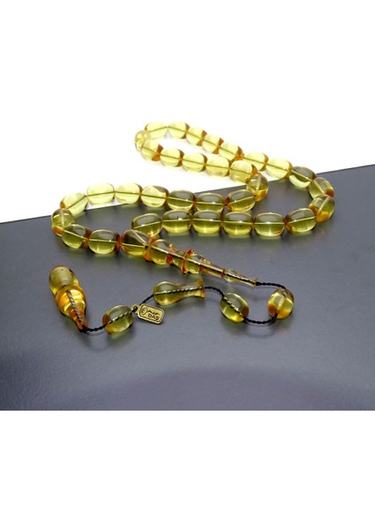 Usta Işçilikli Ürün Şeffaf Sarı Ateş Kehribar Tesbih