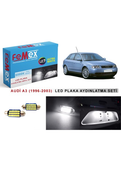 Audi A3 (1996-2003) LED Plaka Aydınlatma Ampul Seti Parlak Beyaz
