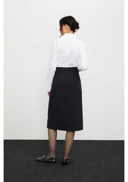 Aksesuar Detaylı Diz Altı Etek Siyah K2415013_001 fiyatları