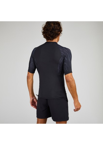 Olaian Erkek Uv Korumalı Kısa Kollu Sörf Tişörtü - Siyah - 500