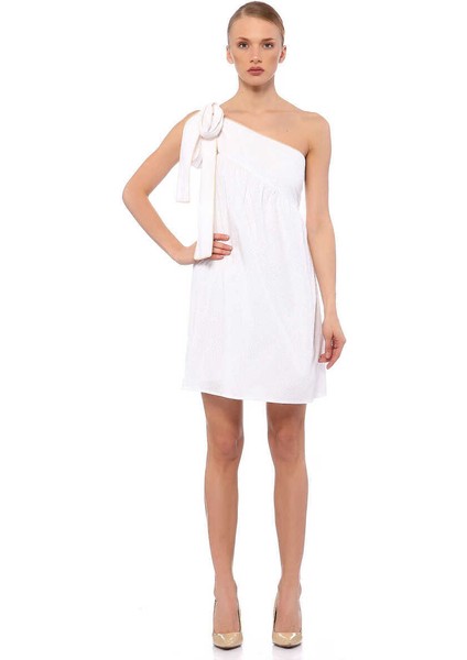 Tek Omuz Mini Elbise Beyaz Y1321069_002 fırsatları