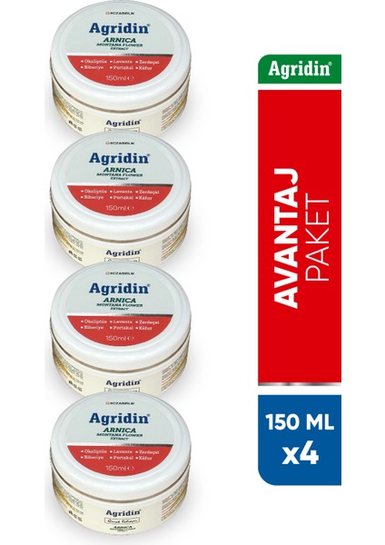 Arnica Montana - Lavanta yağı Biberiye yağı okaliptüs portakal glukozamin içerikli Kas -Bacak - Diz A.gri masaj kremi - 4 Adet (600g)