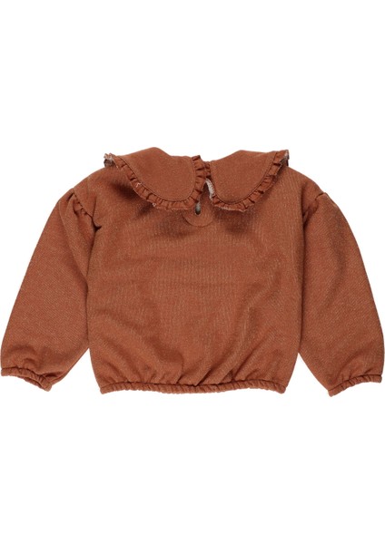 Kız Çocuk Bebe Yaka Fırfır Detaylı Sweatshirt