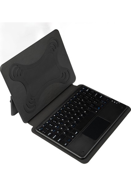 iPad Pro 10.2 2021 (8.nesil) Klavyeli Tablet Kılıfı Bluetooh Bağlantılı Standlı Touch Pad Pu Deri