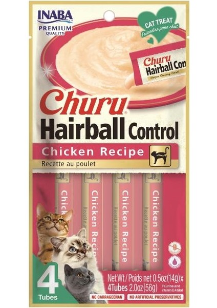 Inaba Churu Tavuklu Hairball Control Kedi Ödül Kreması 4X14 gr