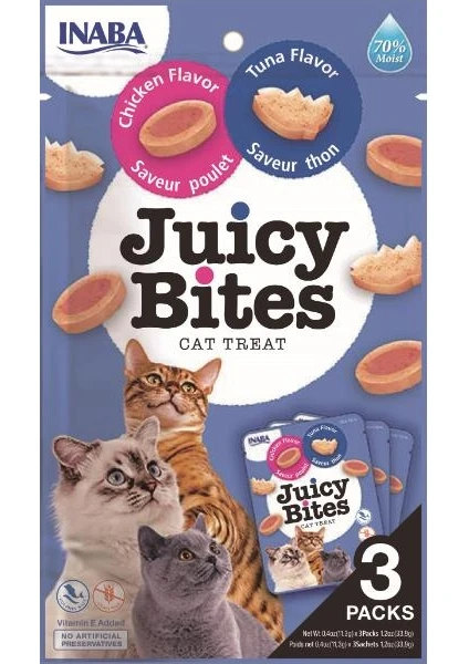 Inaba Juicy Bites Tavuklu ve Tuna Balıklı Kedi Ödül Maması 3 Paketli