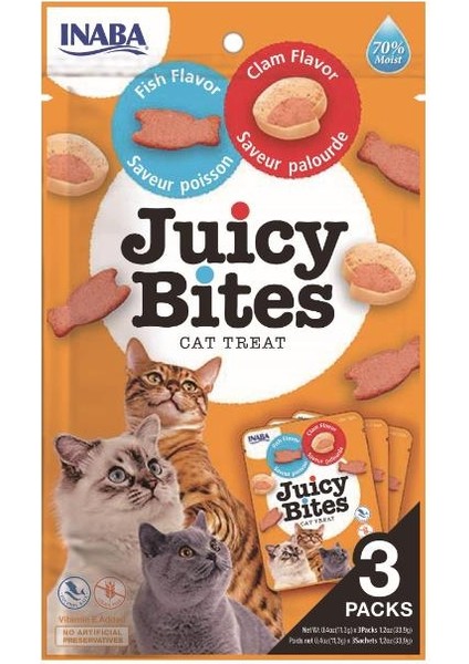 Inaba Juicy Bites Balıklı ve Isteridyeli Kedi Ödül Maması 3 Paketli