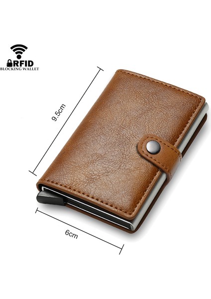 Kahve (Özelleştirilmiş 2023 Alüminyum Karbon Fiber Cüzdan Erkekler Kadınlar Için Kredi Kartları Çanta Rfid Mini Markalar Erkekler Kartvizitlik Cüzdan Akıllı Vallet (Yurt Dışından)