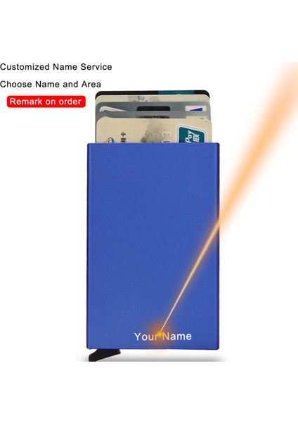Mavi (Isim Hizmeti) Rfid Kartlıklı Cüzdan Metal Pop Up Minimalist Ince Ince Erkek Kadın Cüzdan Lüks Marka Küçük Çanta Erkekler Için Vallet Cüzdanlar 2022 (Yurt Dışından)