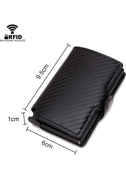 Mavi (Isim) Dıenqı Karbon Elyaf Kart Sahipleri Cüzdanlar Erkekler Marka Deri Mini Ince Cüzdan Para Çantası Metal Rfıd Kadınlar Ince Küçük Akıllı Vallet (Yurt Dışından)