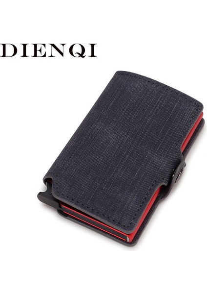 Dıenqı Karbon Elyaf Kart Sahipleri Cüzdanlar Erkek Marka Deri Mini Ince Cüzdan Para Çantası Metal Rfıd Kadınlar Ince Küçük Akıllı Vallet (Yurt Dışından)