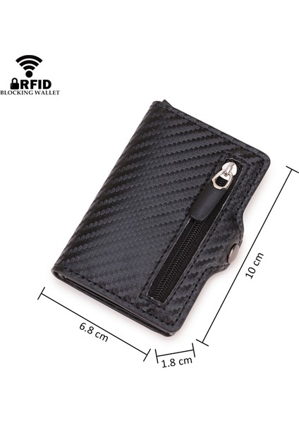 Siyah (Isim Hizmeti) Karbon Elyaf Kart Sahibinin Cüzdanları Erkekler Özelleştirme Rfid Black Magic Üç Katlı Deri Ince Mini Cüzdan Küçük Para Çantası Erkek Çanta 2021 (Yurt Dışından)