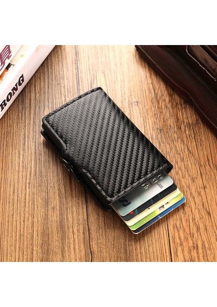 Siyah (Isim Hizmeti) Karbon Elyaf Kart Sahibinin Cüzdanları Erkekler Özelleştirme Rfid Black Magic Üç Katlı Deri Ince Mini Cüzdan Küçük Para Çantası Erkek Çanta 2021 (Yurt Dışından)