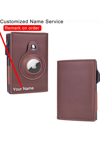 Name-Ku-5-Coffee 2023 Yeni Özelleştirilmiş Ad Apple Hava Etiketi Cüzdan Erkek Kadın Deri Çanta Kimlik Kredi Kartı Tutucu Rfid Hava Etiketi Slayt Cüzdan Kart Sahibi (Yurt Dışından)
