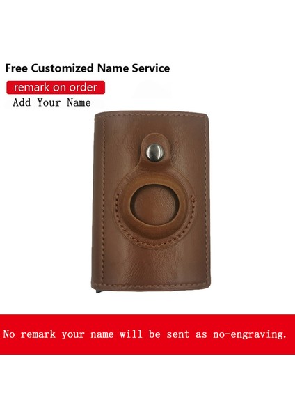 Name-St-06-Kahve Ücretsiz Özelleştirilmiş Isim Cüzdan Airtag Erkek Cüzdan Metal Kutu Kasa Rfid Hırsızlığa Karşı Swipe Kredi Kartı Tutucu Deri Akıllı Cüzdanlar (Yurt Dışından)