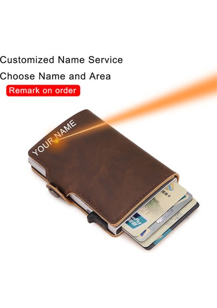 NAME-ZF002-BROWN Özel Gravür Cüzdan 2023 Yeni Akıllı Cüzdan Kredi Kartı Tutacağı Rfıd Kadın Erkek Kımlık Banka Kartı Tutacağı Hırsızlığa Karşı Cüzdanlar Çanta Çanta (Yurt Dışından)
