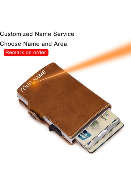 NAME-ZF002-BROWN Özel Gravür Cüzdan 2023 Yeni Akıllı Cüzdan Kredi Kartı Tutacağı Rfıd Kadın Erkek Kımlık Banka Kartı Tutacağı Hırsızlığa Karşı Cüzdanlar Çanta Çanta (Yurt Dışından)