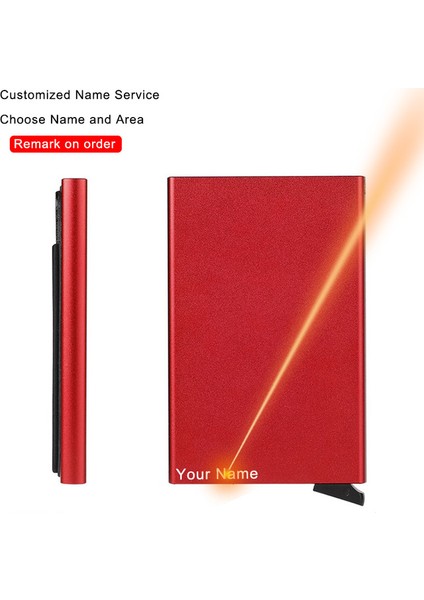 Kırmızı (Isim Hizmeti) Özel Anti Rfid Kartlıklı Cüzdanlar Para Çantaları Erkek Kadın Ince Ince Mini Metal Cüzdan Madeni Para Cüzdanı Erkek Magsafe Cüzdan Siyah Debriyaj (Yurt Dışından)