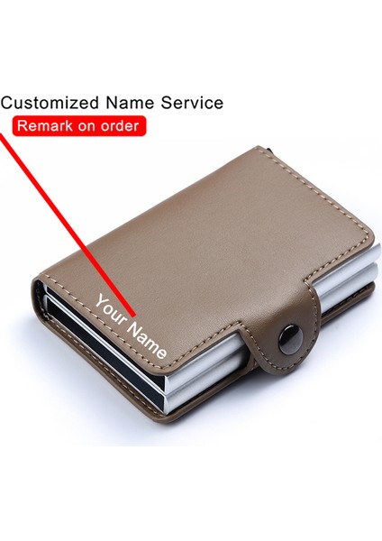 Name-X-7-B-Grey Bycobecy Özelleştirilmiş Isim Akıllı Cüzdan Kredi Kartı Tutacağı Rfıd Anti-Hırsız Cüzdan Çift Alüminyum Kutu Kımlık Banka Kartı Sahibi Çanta Çanta (Yurt Dışından)
