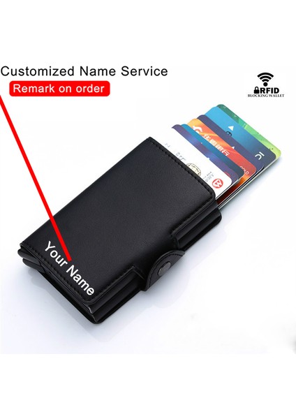 Name-X-7-A-Blue Bycobecy Özelleştirilmiş Isim Akıllı Cüzdan Kredi Kartı Tutacağı Rfıd Hırsızlığa Karşı Cüzdan Çift Alüminyum Kutu Kımlık Banka Kartı Sahibi Çanta Çanta (Yurt Dışından)