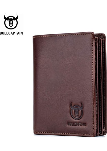 Gri 027 Hediye Kutusu Bullcaptaın Yeni Rfıd Erkek Deri Cüzdan Kısa Dikey Lokomotif Ingiliz Eğlence Çok Fonksiyonlu Kart Paketi Deri Cüzdan (Yurt Dışından)