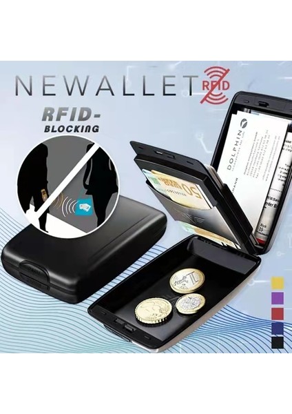 Sarı Akıllı Cüzdan Kart Tutucu Rfid Engelleme Hard Case Katı Kimlik Kredi Kartı Tarama Cardbag Korumak Erkek Kadın Gümüş Metal Bozuk Para Cüzdanı (Yurt Dışından)