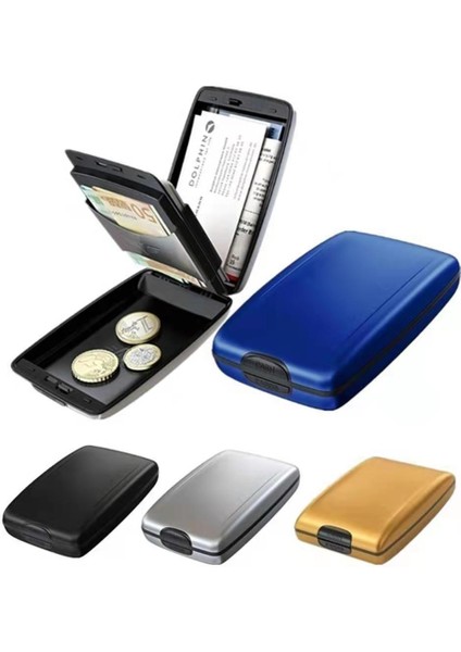 Sarı Akıllı Cüzdan Kart Tutucu Rfid Engelleme Hard Case Katı Kimlik Kredi Kartı Tarama Cardbag Korumak Erkek Kadın Gümüş Metal Bozuk Para Cüzdanı (Yurt Dışından)